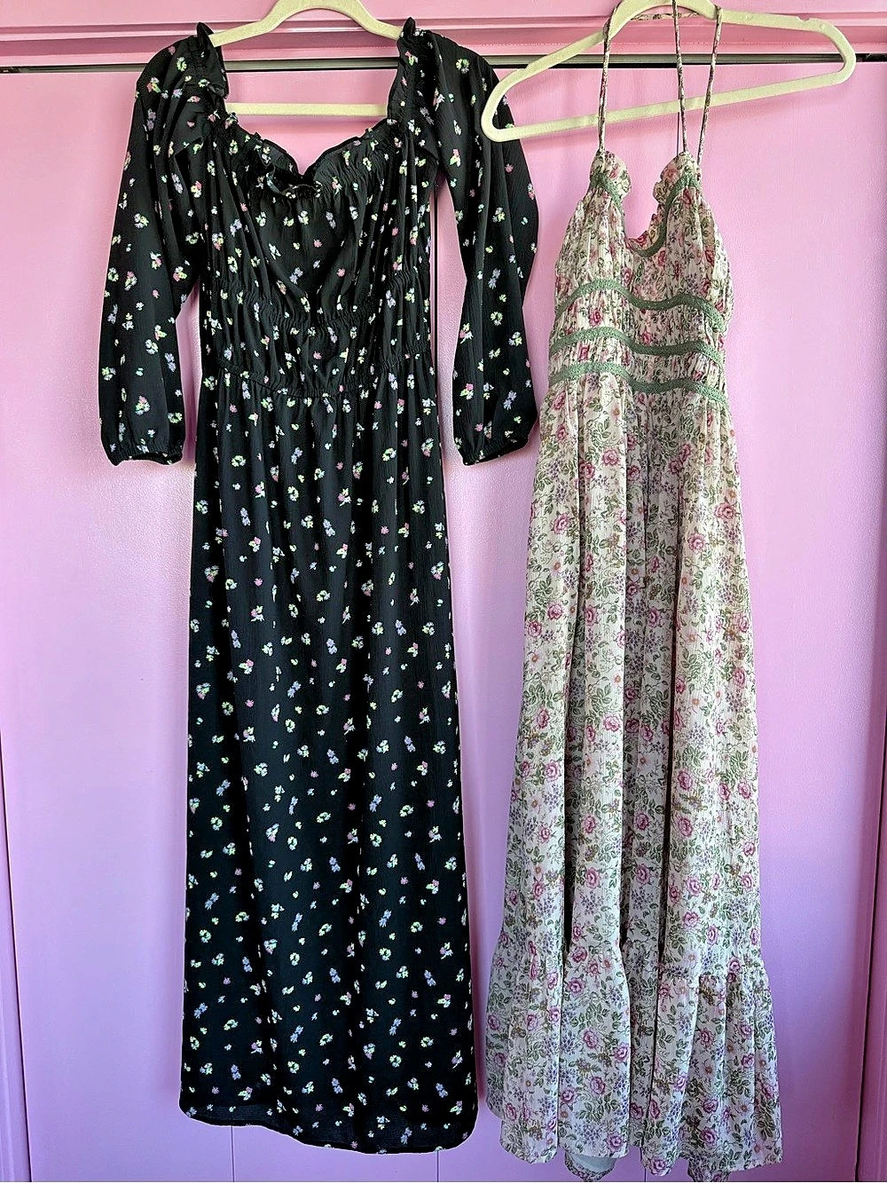 2 PC Floral Maxi Dress Bundle Lot Size Medium H&M & Romantic Halter Corset Lace